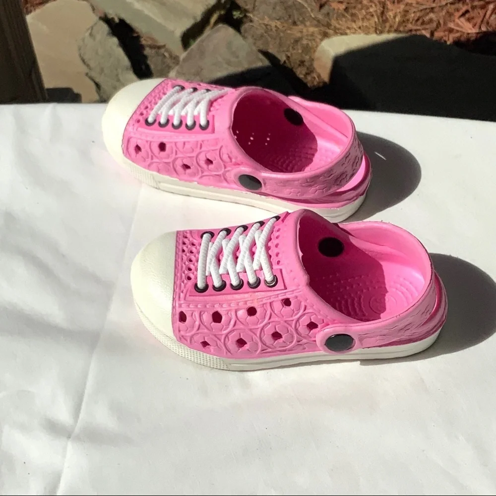 Pink White Plastic Slip-On Shoes Inf Girl 26 (9.5)